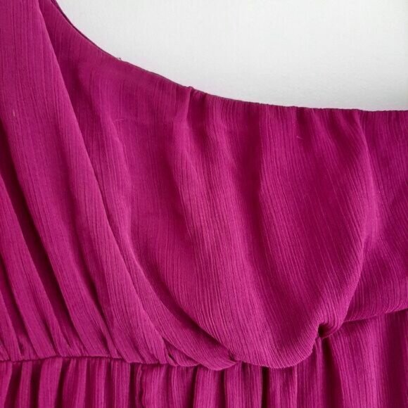 FORCAST \ One Shoulder Empire Waist Maxi Dress Pink Sz 10 Flawed - Picture 12 of 15